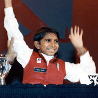 Photo of Iqbal Masih receiving Reebok award